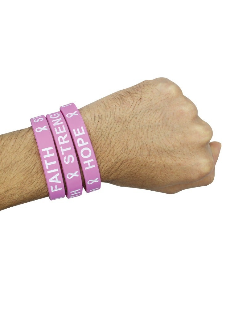 PRINTSHOP4ME BreastCancer Awareness Silicon Rubber Bracelets for Fundraising Or Awareness Campaigns In October - Image 5