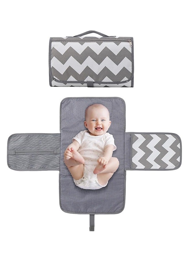 Sybil's Waterproof Compact Diaper Changing Mat With Built-In Support, 3 Pockets  - Image 1