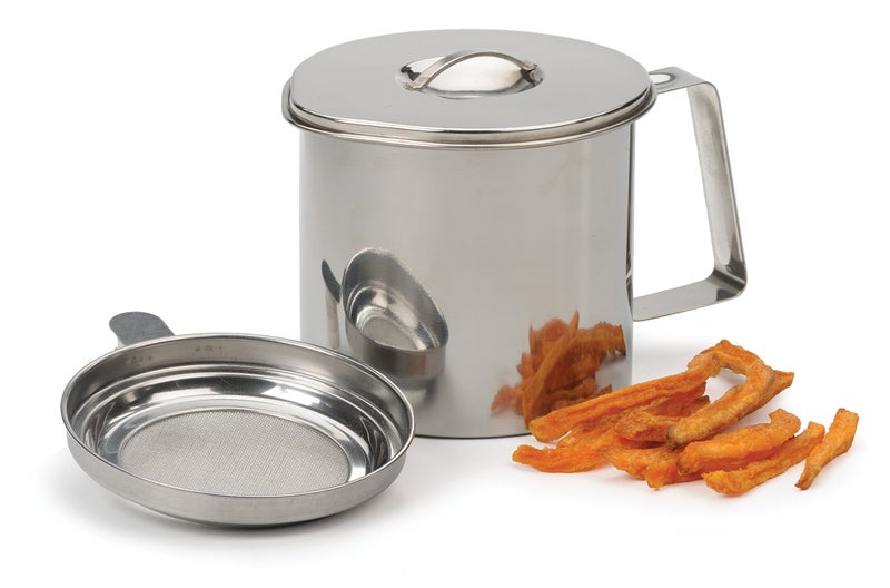 RSVP International RSVP International Endurance Stainless Steel Fryer’s Friend Pot Can, 4 Cup | For Cooking Oil, Fats, Olive Oils, Coconut Oil & More | Includes Mesh Strainer | Grease Storage | Dishwasher Safe  - Image 4