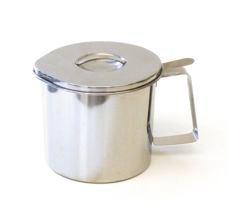 RSVP International RSVP International Endurance Stainless Steel Fryer’s Friend Pot Can, 4 Cup | For Cooking Oil, Fats, Olive Oils, Coconut Oil & More | Includes Mesh Strainer | Grease Storage | Dishwasher Safe  - Image 1