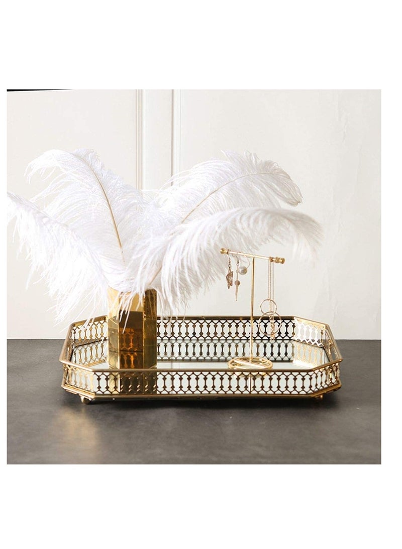 BOCFOA Vintage Gold Mirrored Vanity Tray â€“ Decorative Perfume and Makeup Organizer with Handles for Dresser, Bathroom or Jewelry Display, Large Size 13.8" X 9.6" X2.2" - Image 5