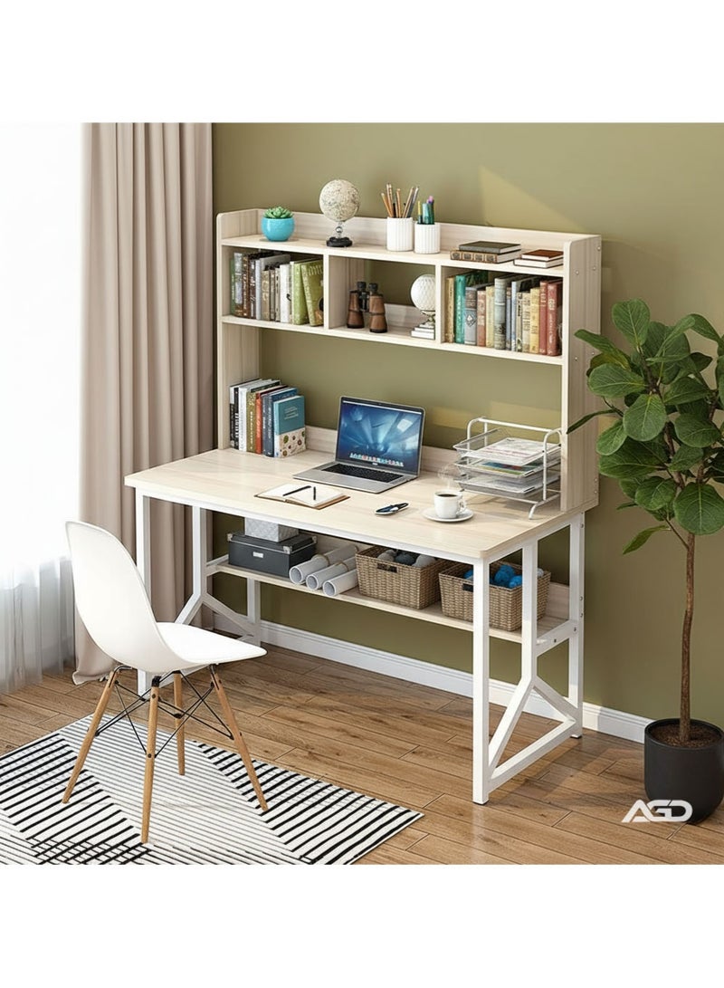 إيه جي دي مكتب متعدد الأغراض للدراسة والكمبيوتر مع أرفف لتخزين الكتب واكسسوارات الكتابة والكمبيوتر موفر للمساحة - Image 2