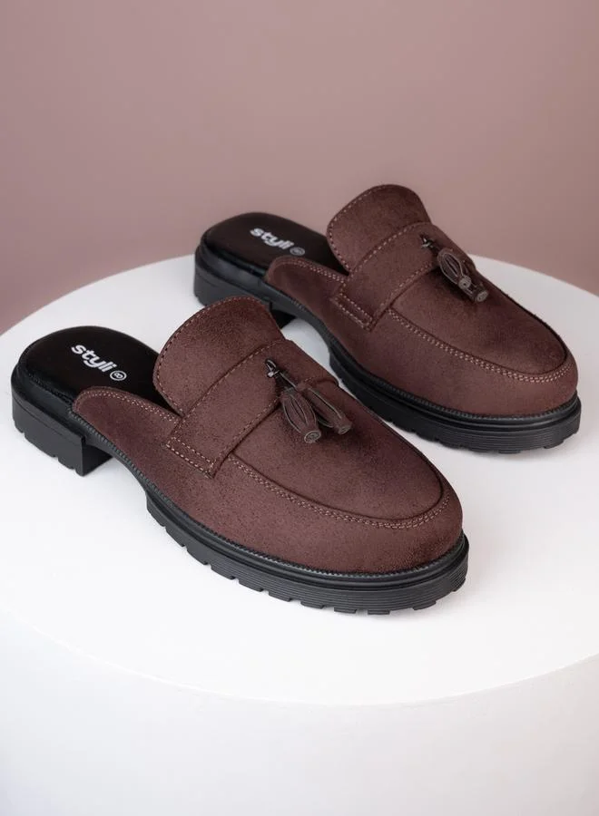Styli Styli Faux Suede Mules with Tassel