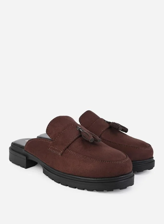 Styli Styli Faux Suede Mules with Tassel