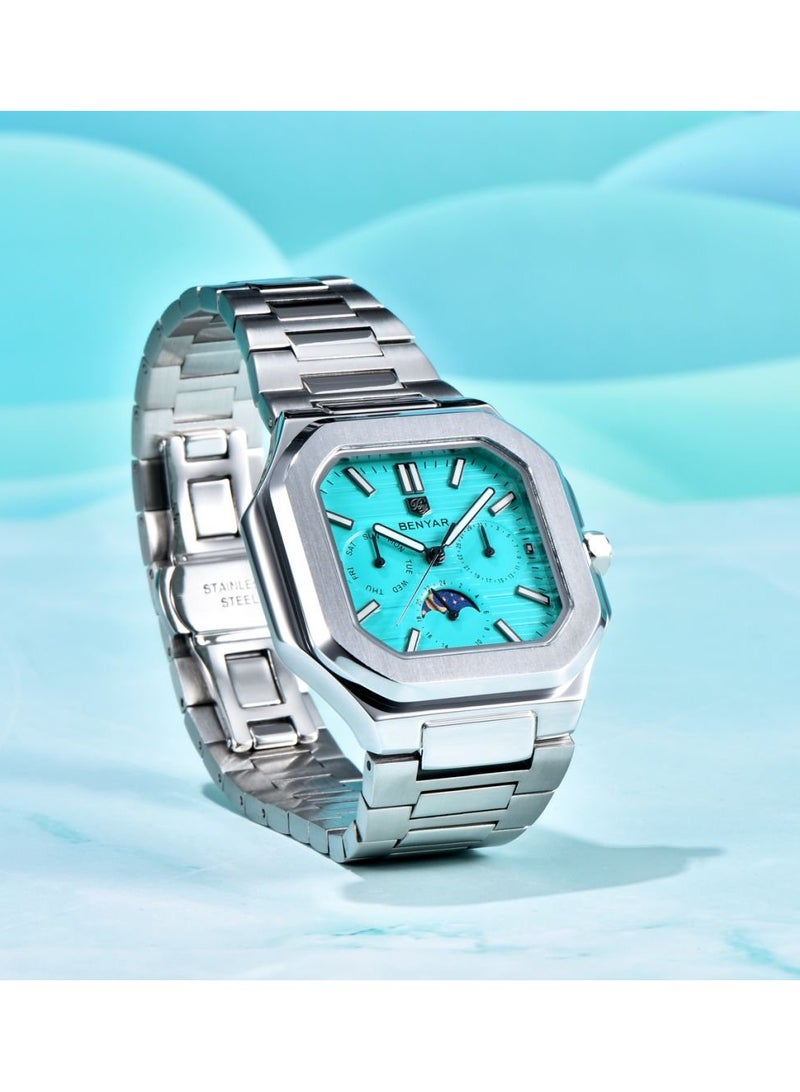 BENYAR Watches for Men Watch Luxury Stainless Steel Quartz Water Resistant Watch 5221 - Image 4