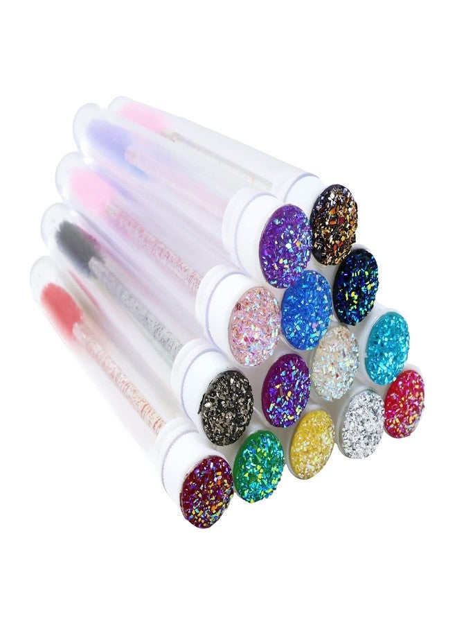 Honbay Mascara Wand Tube Set, 14PCS Empty Mascara Tube and 14PCS Crystal Eyelash Brush Spoolies Eyebrow Applicator Tool for Makeup (14 Color) - Image 1