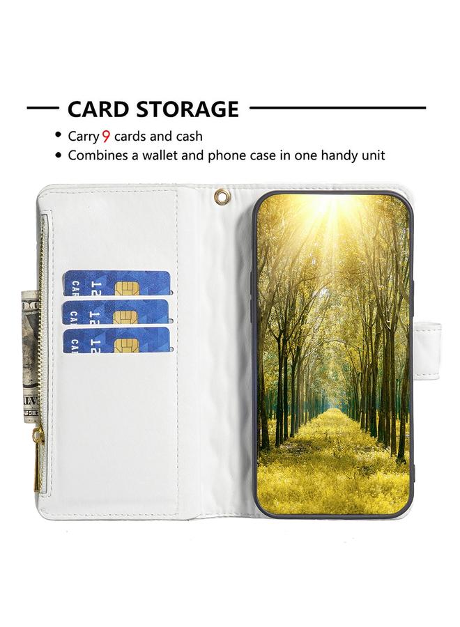 S-TOP Case For iPhone 14 Plus Diamond Lattice Zipper Wallet Leather Flip Phone Case - Image 5