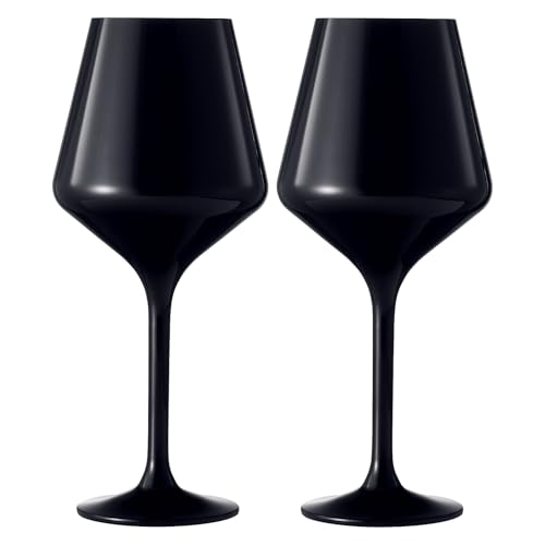 Khen Floating Wine Glasses for Pool (18 Oz | Set of 2) - Wine Glass Set That Float | Shatterproof Poolside Wine | Beach Glass | Outdoor Tritan Plastic Glassware with Stem for Patio, Picnic - Matte Black - Image 2