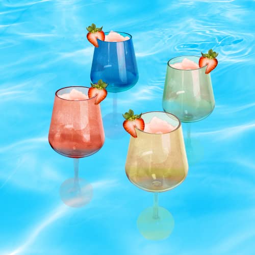 Khen Floating Wine Glasses for Pool (18 Oz | Set of 2) - Wine Glass Set That Float | Shatterproof Poolside Wine | Beach Glass | Outdoor Tritan Plastic Glassware with Stem for Patio, Picnic - Matte Black - Image 4