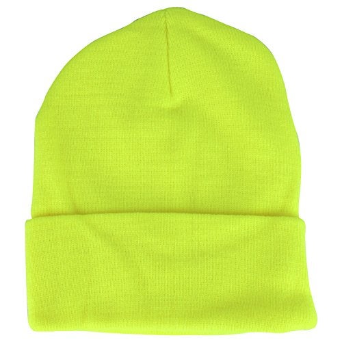 Armycrew High Visibility Neon Color Cuff Long Winter Beanie Hat - Yellow - Image 4