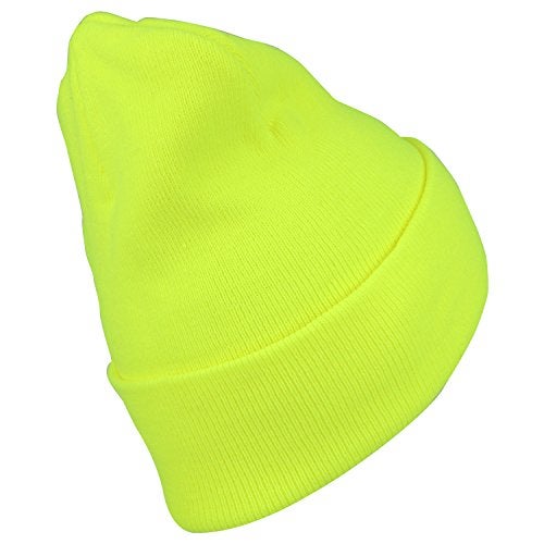 Armycrew High Visibility Neon Color Cuff Long Winter Beanie Hat - Yellow - Image 3
