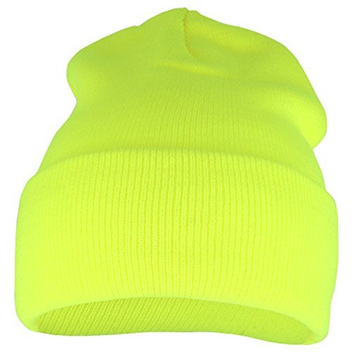 Armycrew High Visibility Neon Color Cuff Long Winter Beanie Hat - Yellow - Image 2