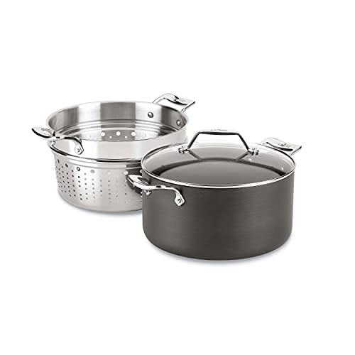 All-Clad Essentials Hard Anodized Nonstick Multi-Pot 7 Quart Oven Broiler Safe 500F Strainer, Pasta Strainer with Handle, Pots and Pans Black - Image 5