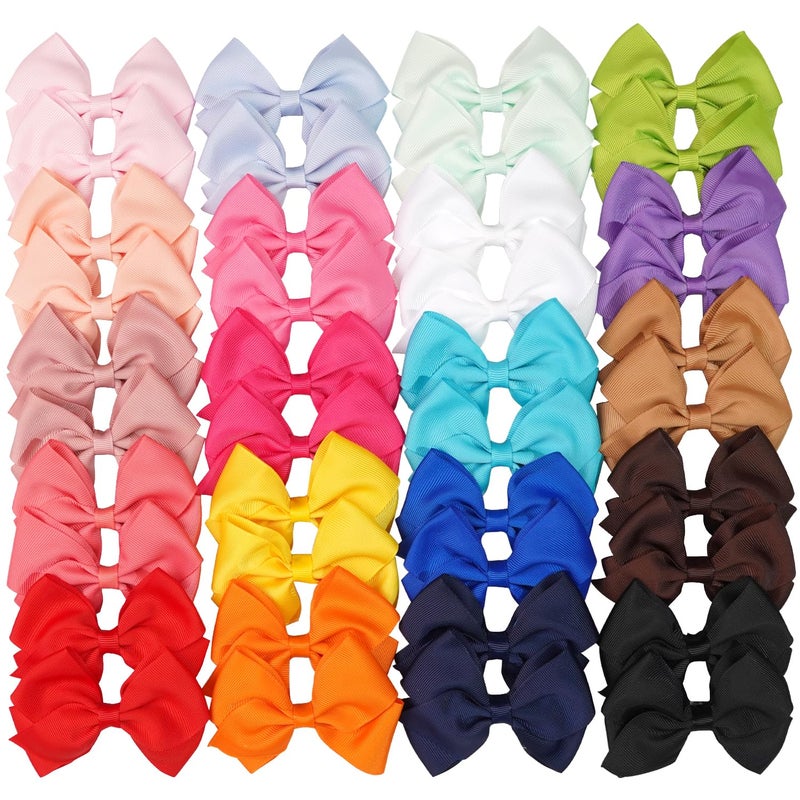 JOYOYO 4 inch Hair Bows for Girls in Pairs 40 Colors Grosgrain Ribbon Bow with Alligator Hair Clips for Baby Girls Toddlers and schoolgirls - Image 3