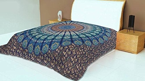 Textile export creations إبداعات تصدير الأقمشة غطاء سرير مفرد قطن ماندالا متعدد الألوان - Image 4