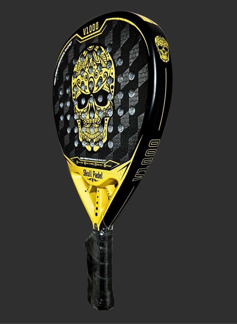 Skull Padel V1000 GOLD 24K CARBON with COVER & GRIP | For Advanced Players - Image 2