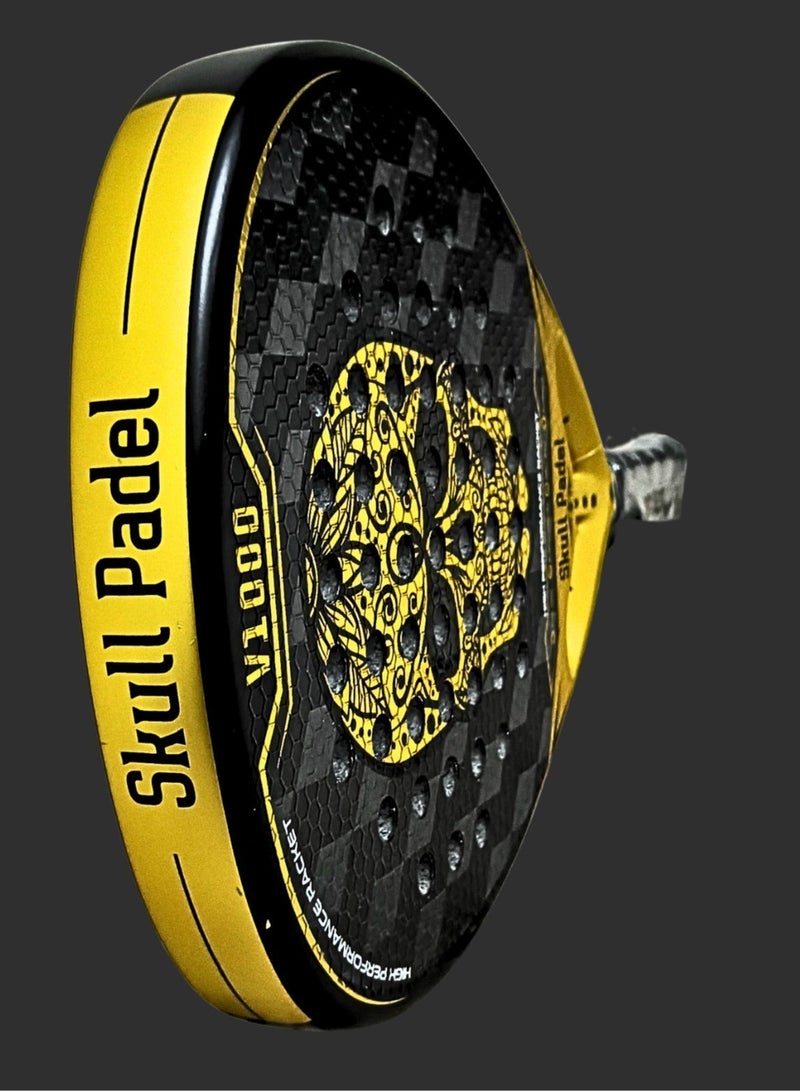 Skull Padel V1000 GOLD 24K CARBON with COVER & GRIP | For Advanced Players | PADEL RACKET - Image 4