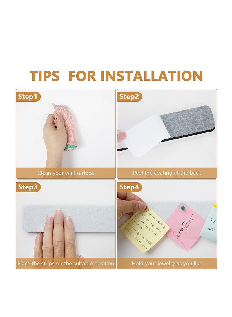 Zikra 5 Pack Felt Pin Board Bar Strips Bulletin Board for Bedrooms Offices Home Wall Decoration, Notice Board Self Adhesive Cork Board with 50 Push Pins for Paste Notes, Photos, Schedules (White) - Image 5