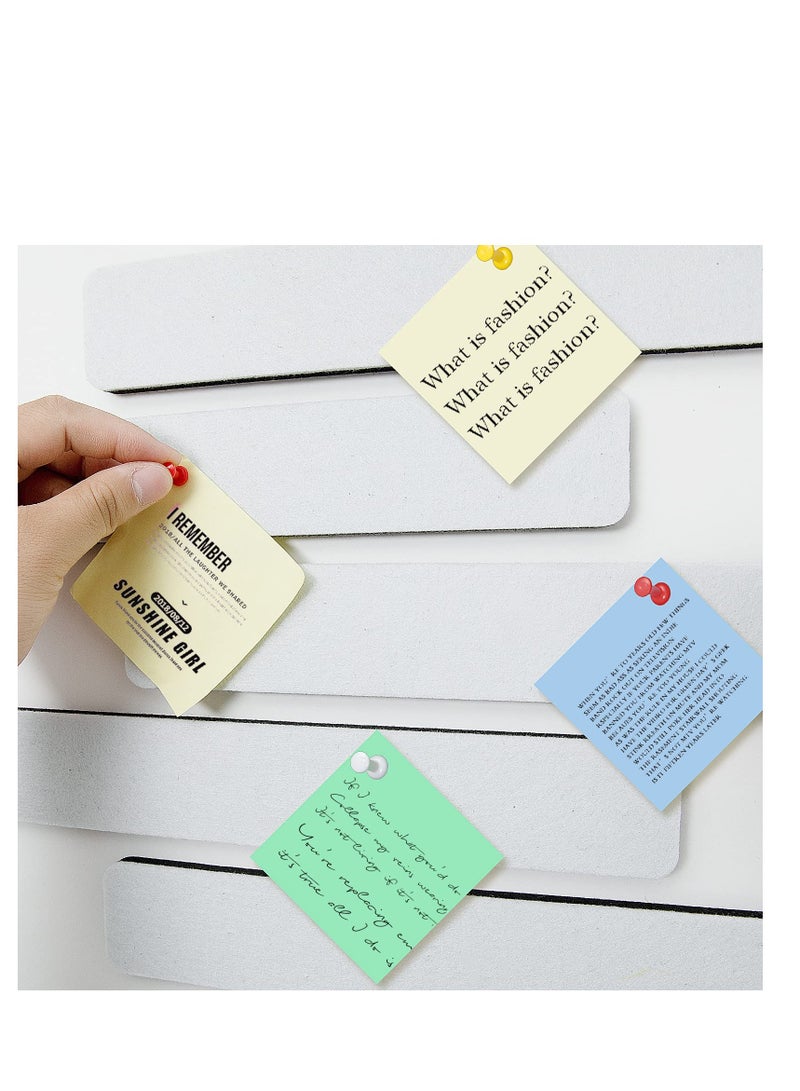 Zikra 5 Pack Felt Pin Board Bar Strips Bulletin Board for Bedrooms Offices Home Wall Decoration, Notice Board Self Adhesive Cork Board with 50 Push Pins for Paste Notes, Photos, Schedules (White) - Image 2