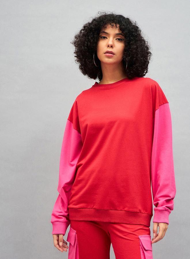 SASSAFRAS Oversized Color Block Sweatshirt by Styli  - Image 1