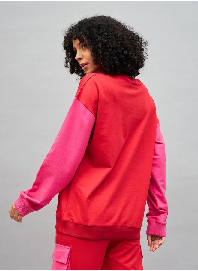 SASSAFRAS Oversized Color Block Sweatshirt by Styli