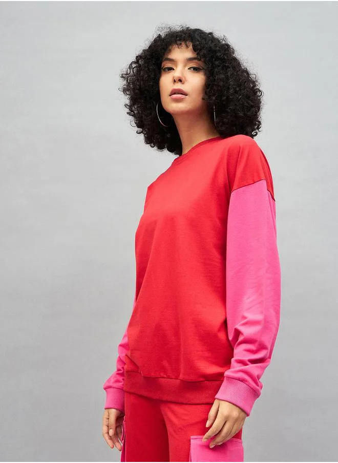 SASSAFRAS Oversized Color Block Sweatshirt by Styli