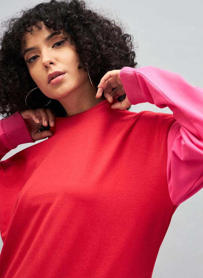 SASSAFRAS Oversized Color Block Sweatshirt by Styli  - Image 4
