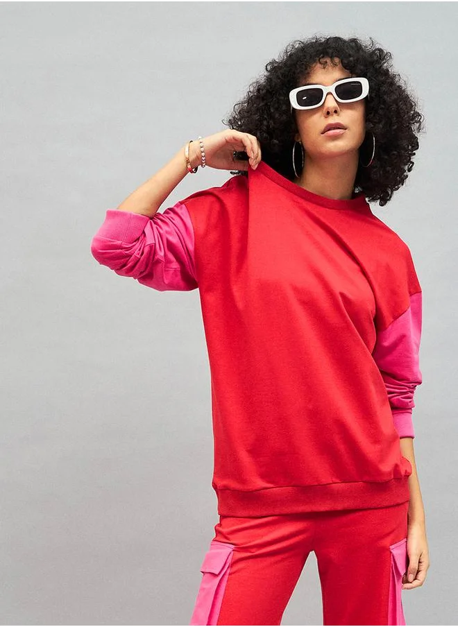 SASSAFRAS Oversized Color Block Sweatshirt by Styli