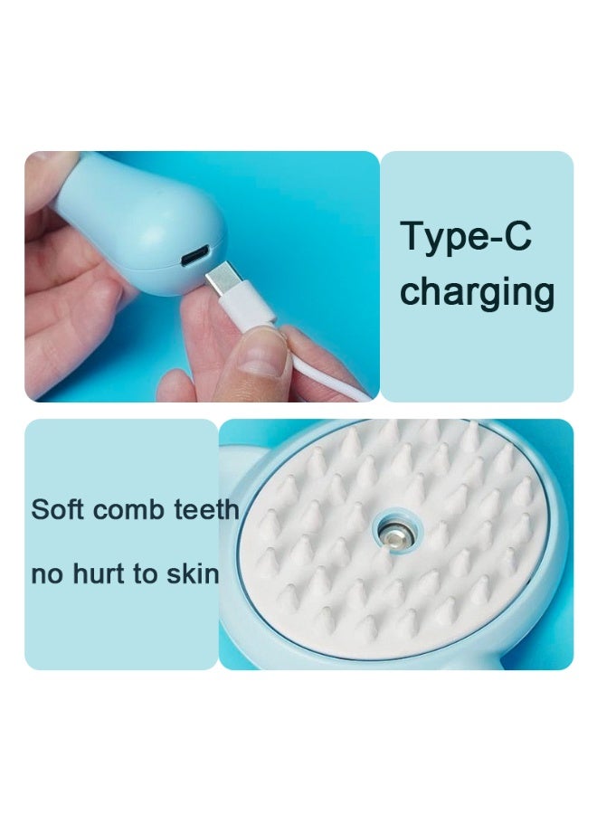 فرشاة رش للقطط والكلاب - مشط للعناية بالحيوانات الأليفة للقطط والكلاب والأرانب، فرشاة ناعمة قابلة لإعادة الشحن مع أطراف ناعمة، تزيل الشعر المتشابك والسائب للحيوانات الأليفة ذات الشعر الطويل/القصير (وردي) - Image 4