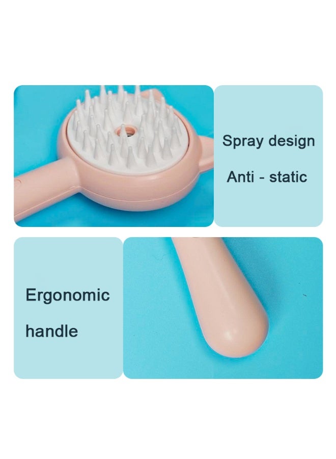 فرشاة رش للقطط والكلاب - مشط للعناية بالحيوانات الأليفة للقطط والكلاب والأرانب، فرشاة ناعمة قابلة لإعادة الشحن مع أطراف ناعمة، تزيل الشعر المتشابك والسائب للحيوانات الأليفة ذات الشعر الطويل/القصير (وردي) - Image 5