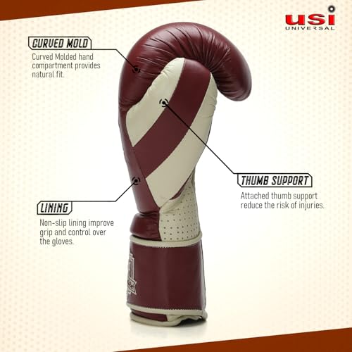 USI UNIVERSAL 609VM Boxing Gloves, Sparing Gloves, Boxing Gloves for Men, Top Grain Hide Leather, Moulded Single Piece Foam Padding, Wrap Around Wrist Closure (Size 16oz) - Image 5
