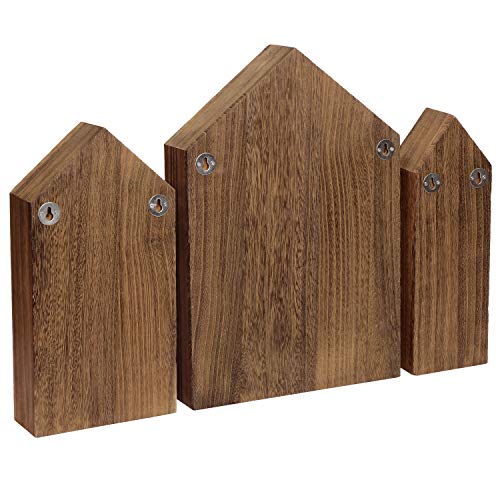 Ikee Design House-Shaped Wooden Shadow Cubby Box Display Shelf Organizer Storage Shadow Box for Mini Figures, Set of 3, Brown Color, 10 W x 2 1/4 D x 15 H in - Image 4
