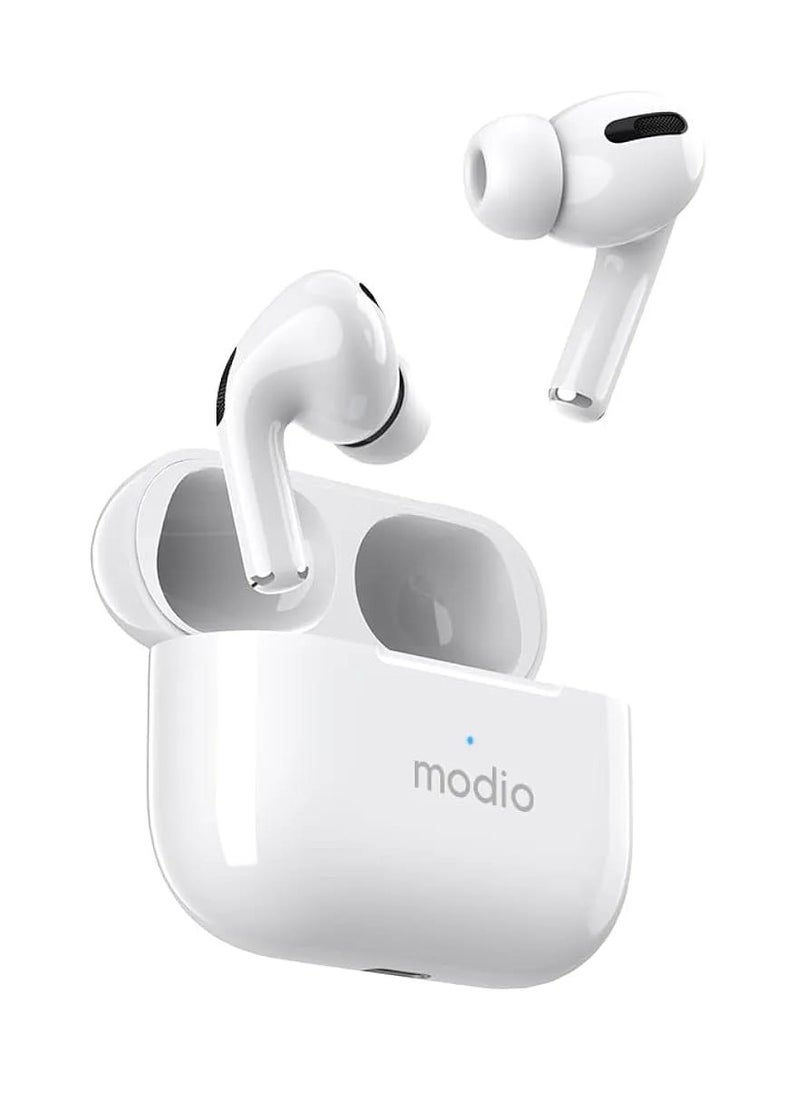 modio Wireless Earbuds With Touch Control and Hi-Fi Stereo Sound and Bluetooth 5.3 White  - Image 1