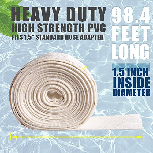 QuQuyi 1.5" x 98.4 FT Heavy Duty Swimming Pool Backwash Hose – Reinforced Lay-Flat Discharge Pipe for Water Transfer, Pumps & General Purpose Use - Image 2