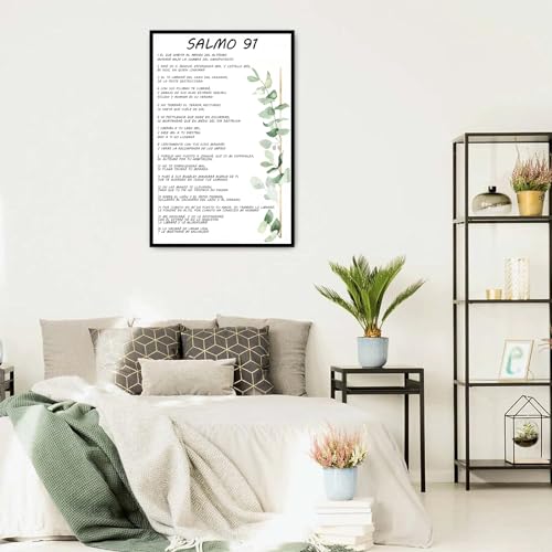 Bmotaso Salmo 91 En Español Para Pared Bible Verse Wall Art Scripture Framed Biblical Psalm 91 Canvas Painting Christian Prayer Room Office Living Room Decor Gifts Ready to Hang 8 * 12 Inch - Image 4