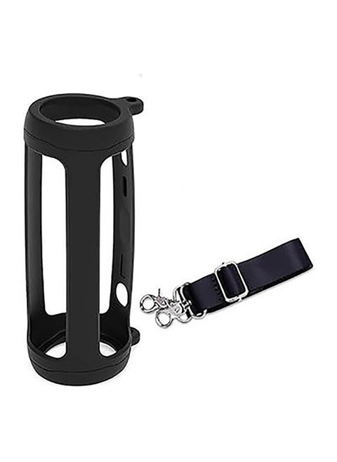 Silicone case for JBL Flip 6 Bluetooth portable speaker, with additional jacket and band（Black ）