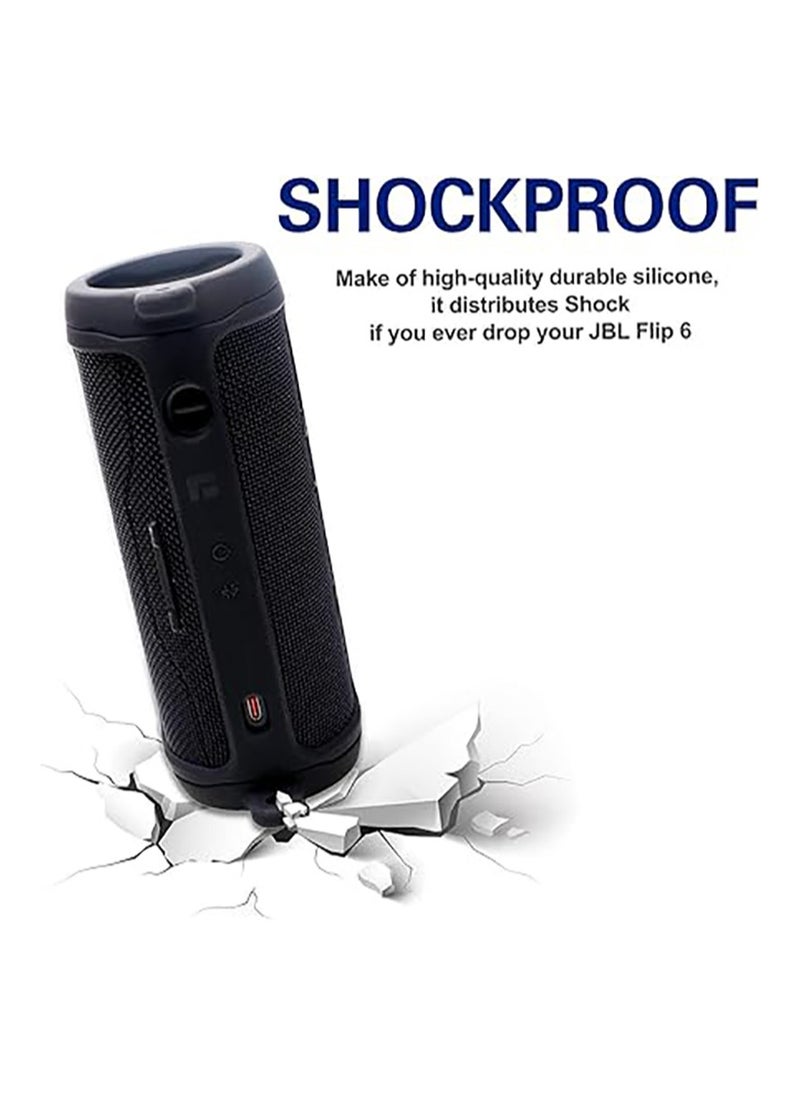 Generic - Silicone case for JBL Flip 6 Bluetooth portable speaker, with additional jacket and band（Black ） - Image 1
