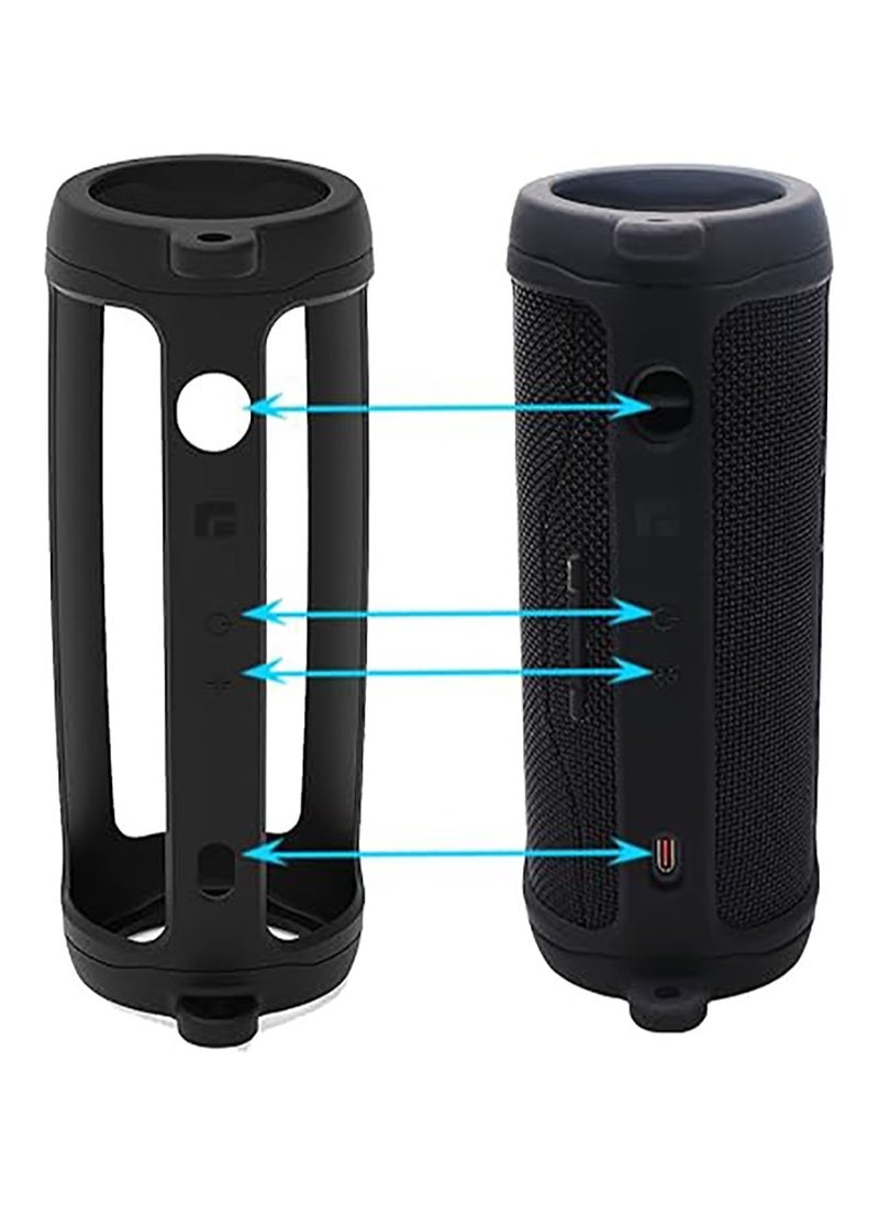 Generic - Silicone case for JBL Flip 6 Bluetooth portable speaker, with additional jacket and band（Black ） - Image 1
