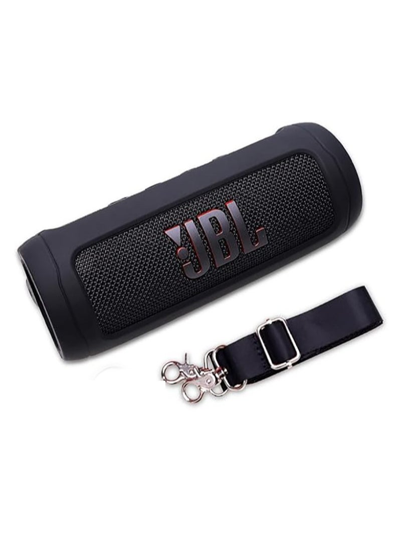 Generic - Silicone case for JBL Flip 6 Bluetooth portable speaker, with additional jacket and band（Black ） - Image 1