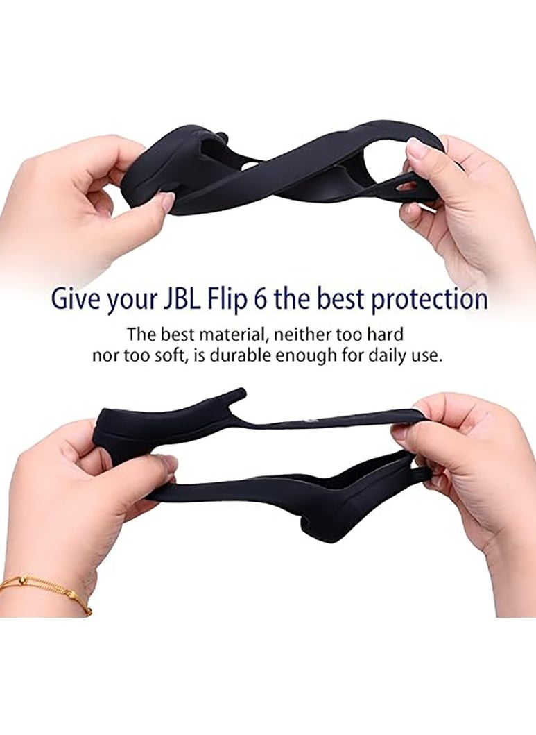 Generic - Silicone case for JBL Flip 6 Bluetooth portable speaker, with additional jacket and band（Black ） - Image 1