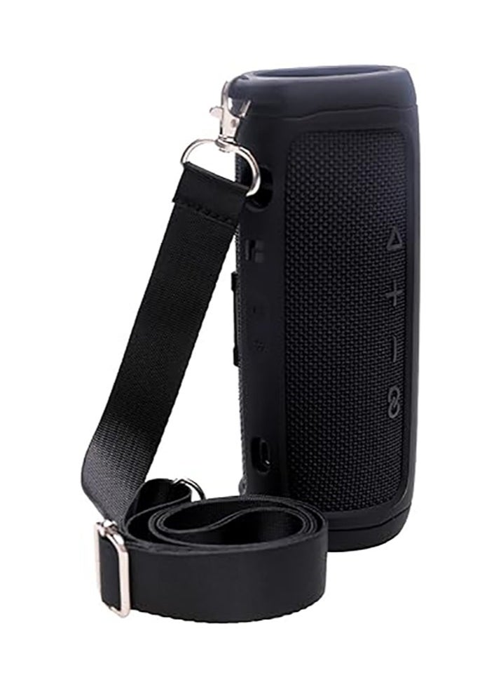 Generic - Silicone case for JBL Flip 6 Bluetooth portable speaker, with additional jacket and band（Black ） - Image 1