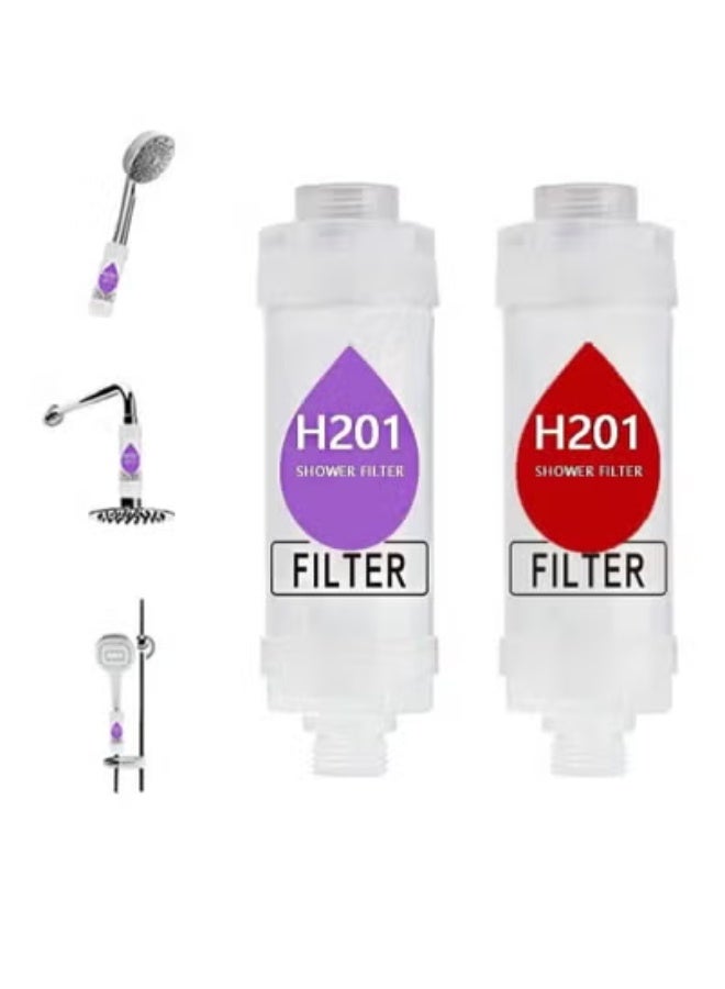 2 Pcs Vitamin C Shower Filter, Shower Head Filter to Remove Chlorine Fluoride Deposits, Water Purification Filtration with Beads, Helps with Dry Skin and Hair Loss, Easy to InstallCherry Blossom + Rose - Image 1