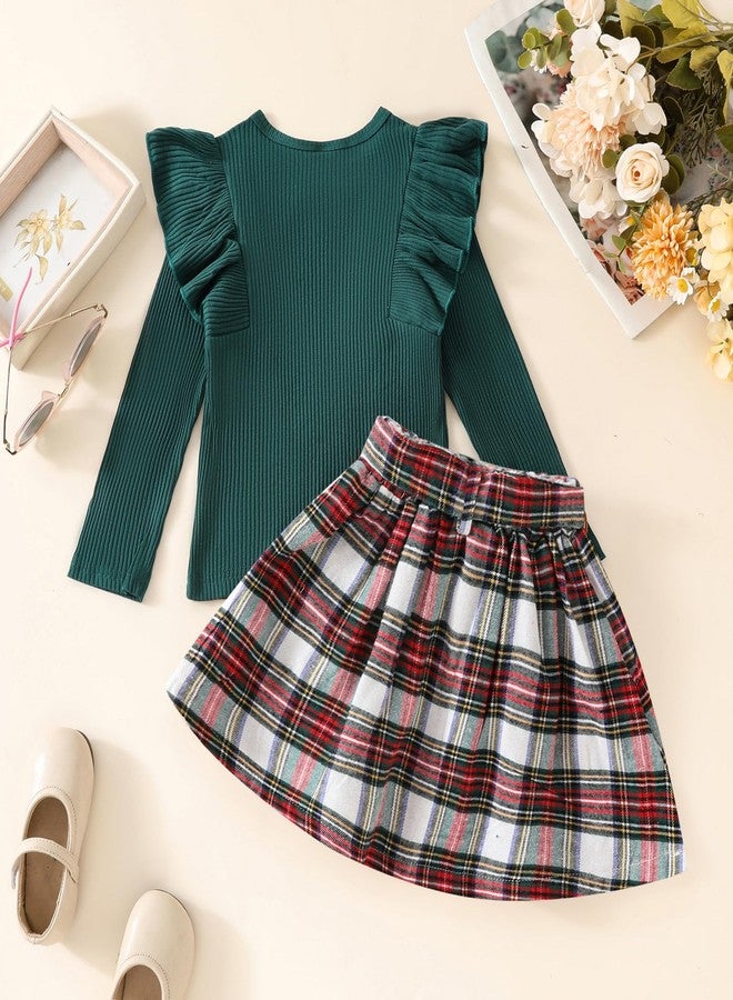 AMAWMW Toddler Baby Girl Christmas Clothes Long Sleeve Ruffle Shirt Buffalo Plaid Skirt Infant Girl Fall Winter A-line Dress - Image 4