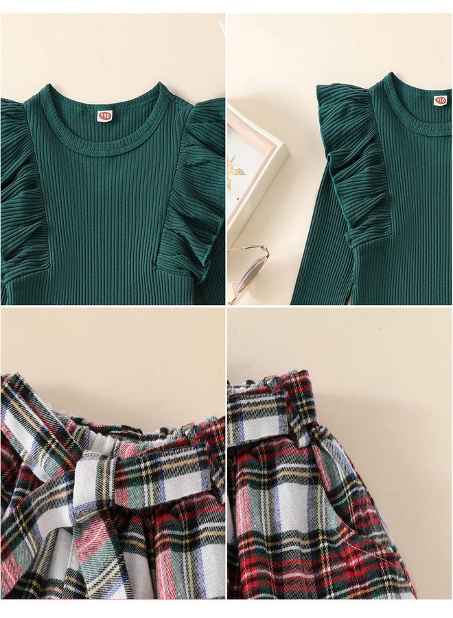 AMAWMW Toddler Baby Girl Christmas Clothes Long Sleeve Ruffle Shirt Buffalo Plaid Skirt Infant Girl Fall Winter A-line Dress - Image 5