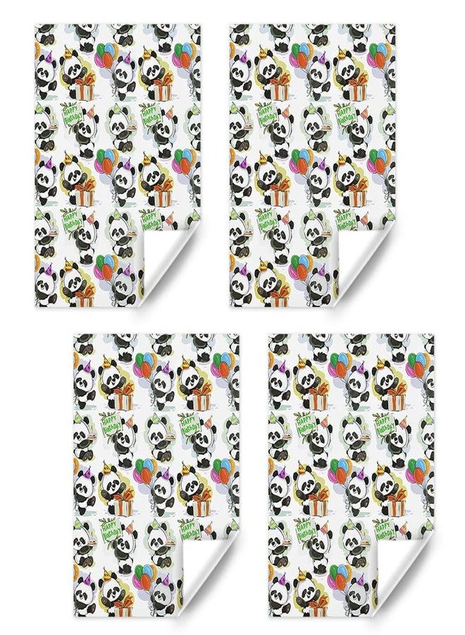 Boerni Panda Gift Wrapping Paper for Happy Birthday, Cute Pandas Balloons Wish Birthday Wrapping Paper for Baby Boys Girls Children Animal Baby Shower Kindergarten Party Xmas Gifts Wraps - Image 2