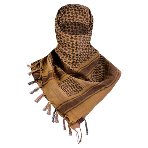 FREE SOLDIER Scarf Military Shemagh Tactical Desert Keffiyeh Head Neck Scarf Arab Wrap with Tassel for Men Women (Amber Brown) - Image 1