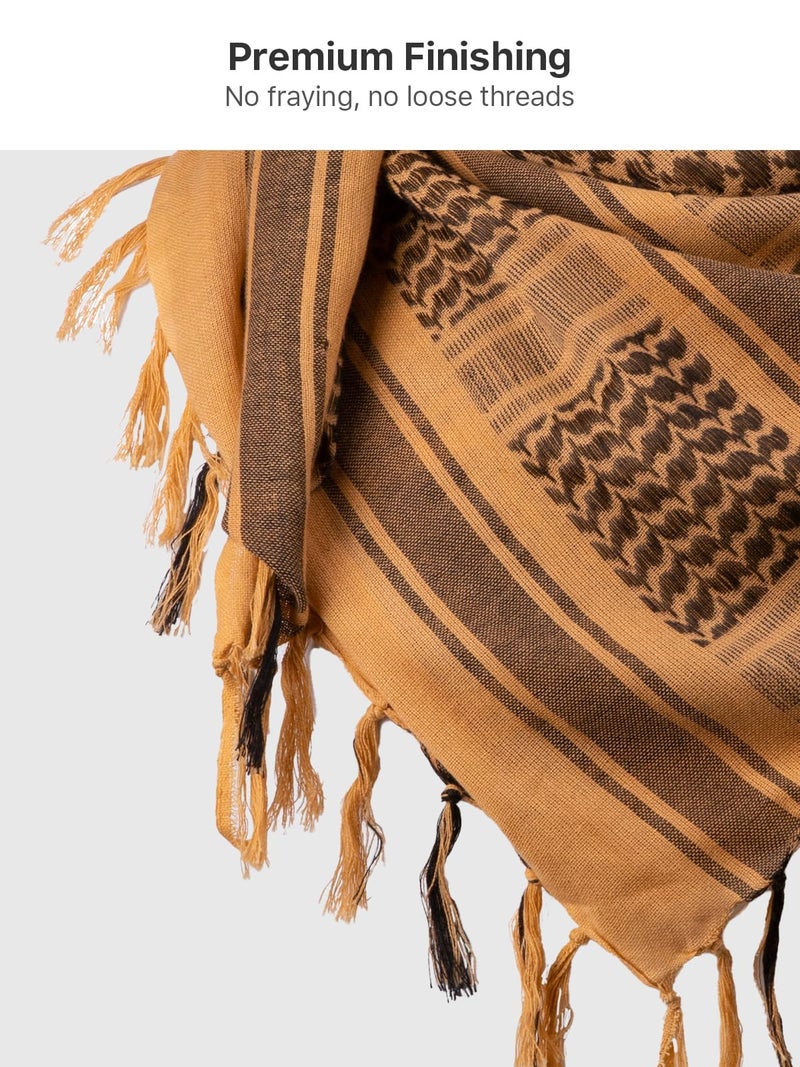 FREE SOLDIER Scarf Military Shemagh Tactical Desert Keffiyeh Head Neck Scarf Arab Wrap with Tassel for Men Women (Amber Brown) - Image 3