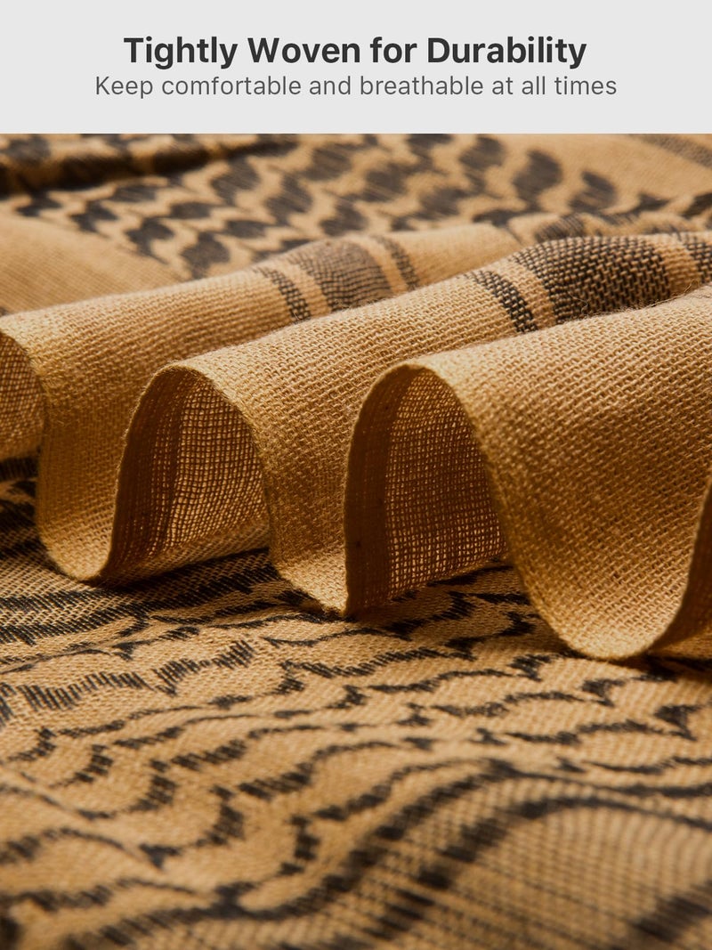 FREE SOLDIER Scarf Military Shemagh Tactical Desert Keffiyeh Head Neck Scarf Arab Wrap with Tassel for Men Women (Amber Brown) - Image 2
