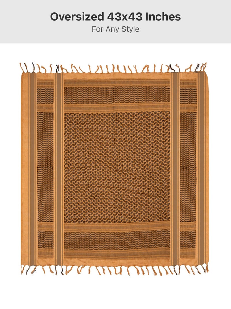 FREE SOLDIER Scarf Military Shemagh Tactical Desert Keffiyeh Head Neck Scarf Arab Wrap with Tassel for Men Women (Amber Brown) - Image 4