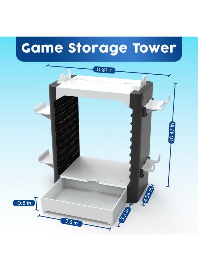 Skywin Game Storage Tower Compatible With Nintendo Switch (White) Game Holder Game Disk Rack And Controller Organizer  - Image 2